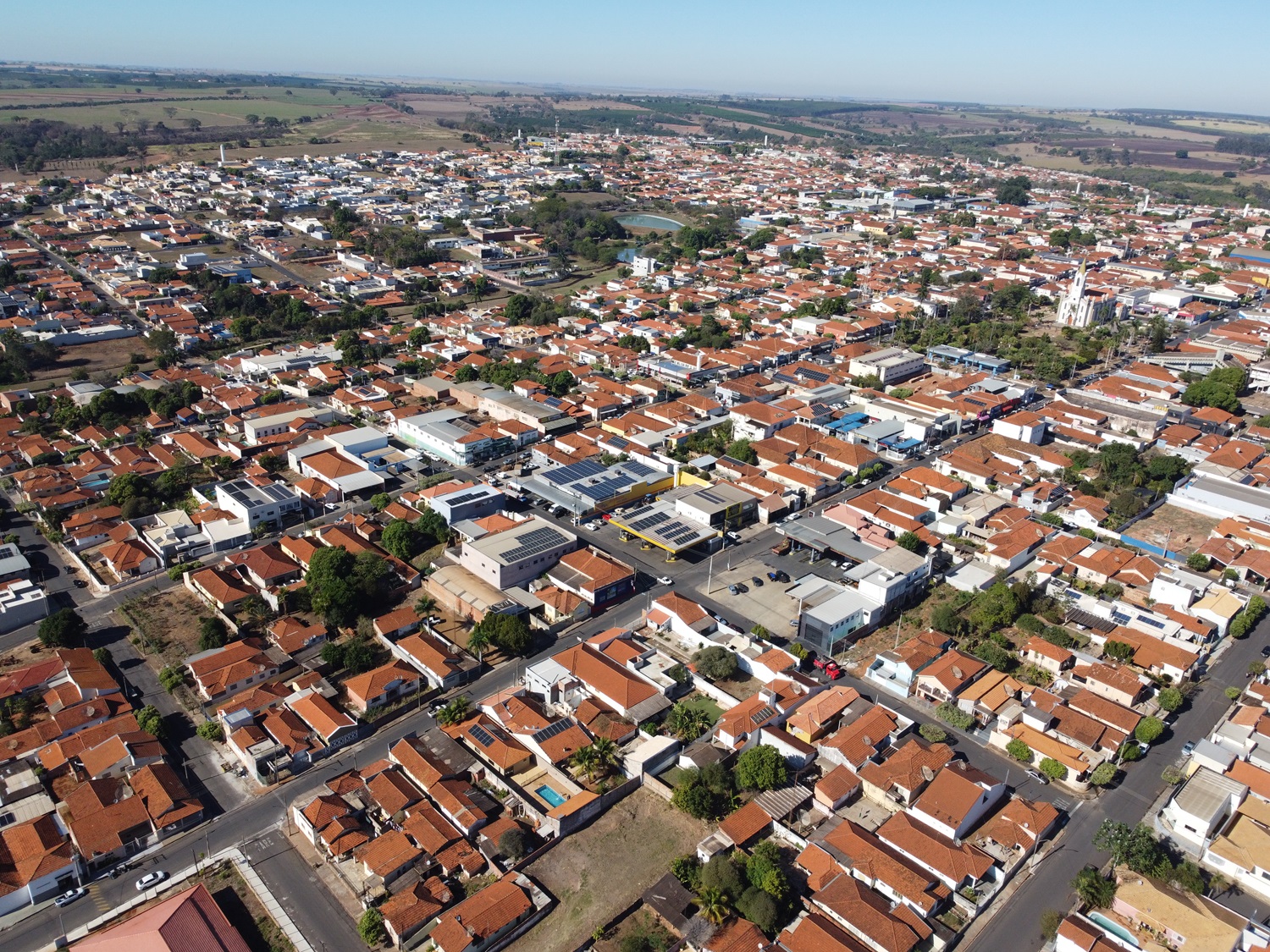 Imagem aérea do município de Urupês. Foto: Luís Fernando da Silva / Prefeitura Municipal de Urupês.